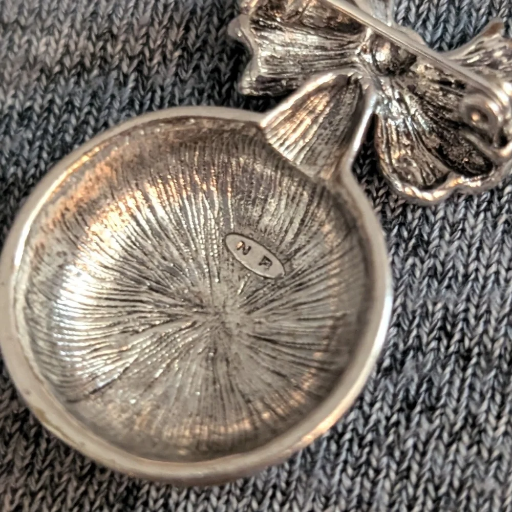 3/$30 | Nina Ricci Christmas Ornament Brooch, Silver Toned with Enamel, … - Picture 3 of 3